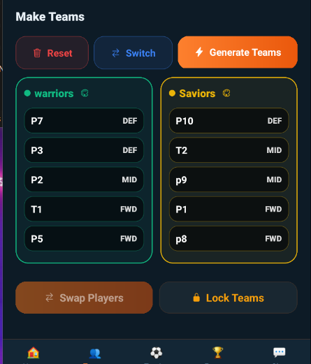 Generate balanced football teams